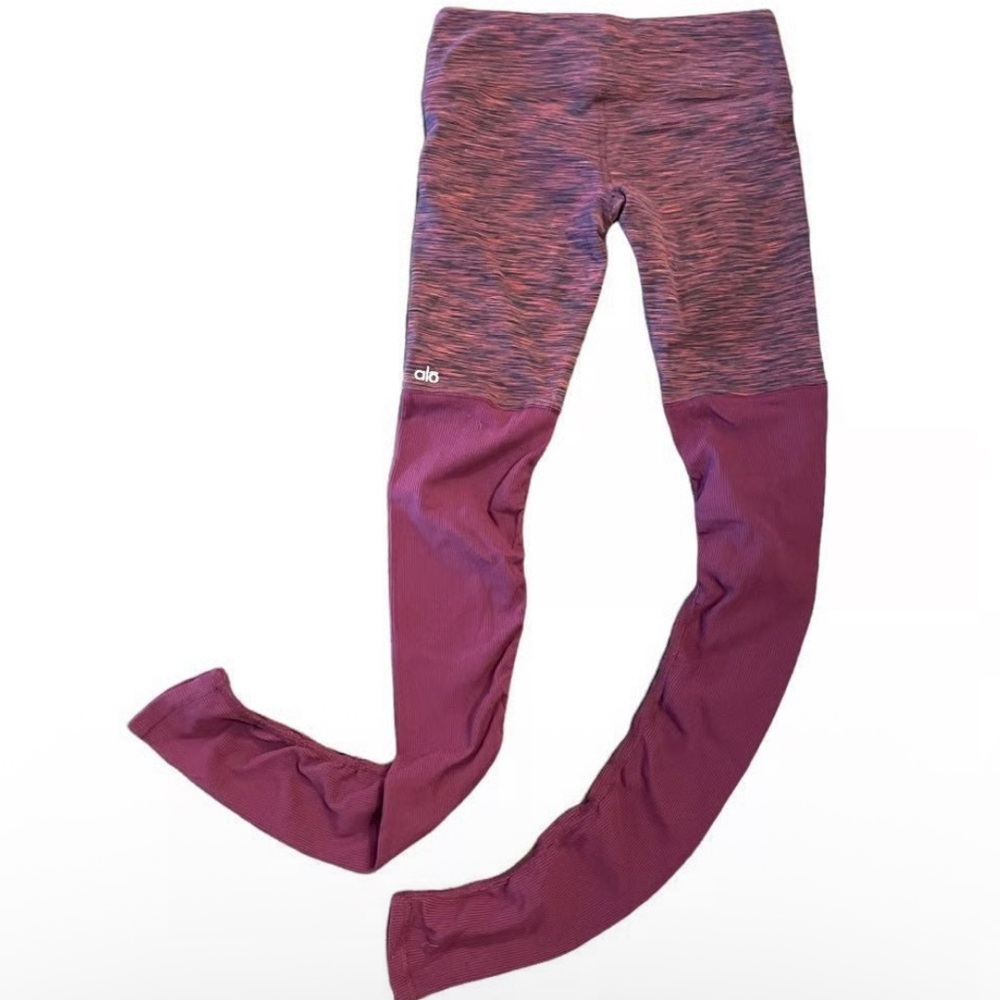 Alo Yoga Goddess leggings, med, Space Dye Burgundy Red Mixed Media - Picture 2 of 11